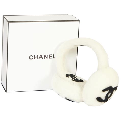 white chanel earmuffs|Chanel hair clip for sale.